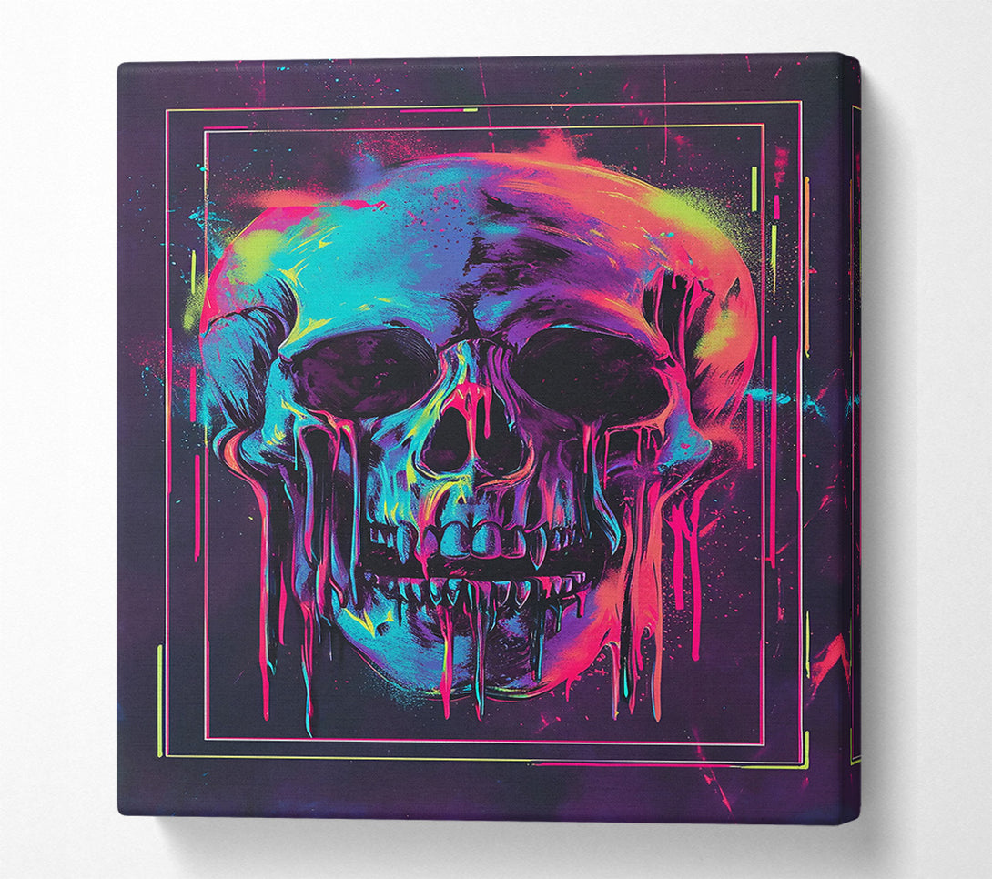  A Canvas Print of Neon Drip Skull Canvas Print