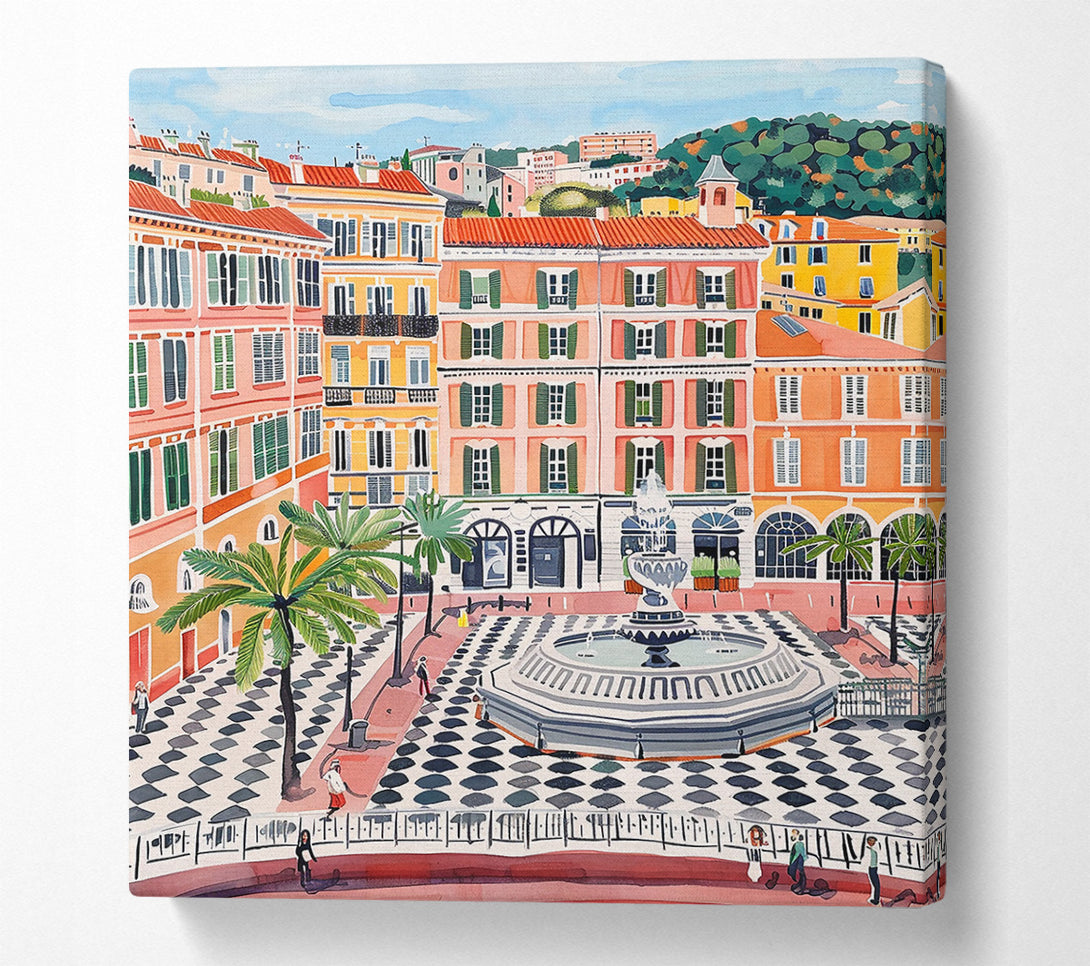  A Canvas Print of Peachy City Fountain Canvas Wall Art