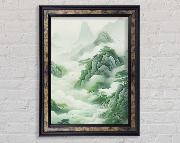 Green Mountain Fog Framed Print