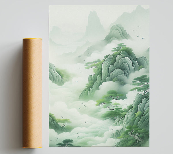 Green Mountain Fog Print