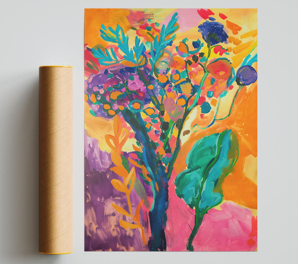 Orange Floral Dreams Giclee Print