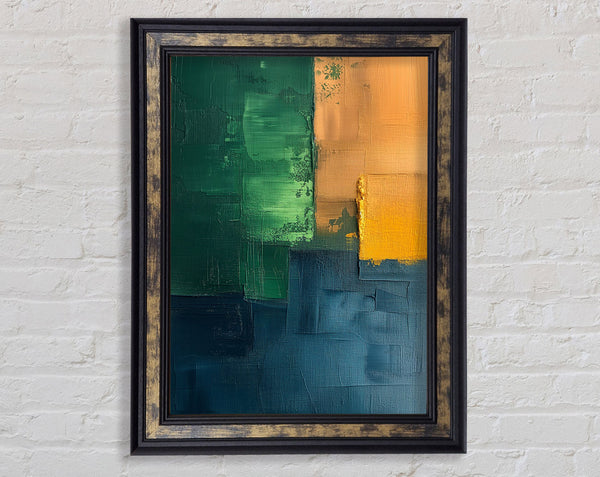 Green Orange And Blue Framed Print