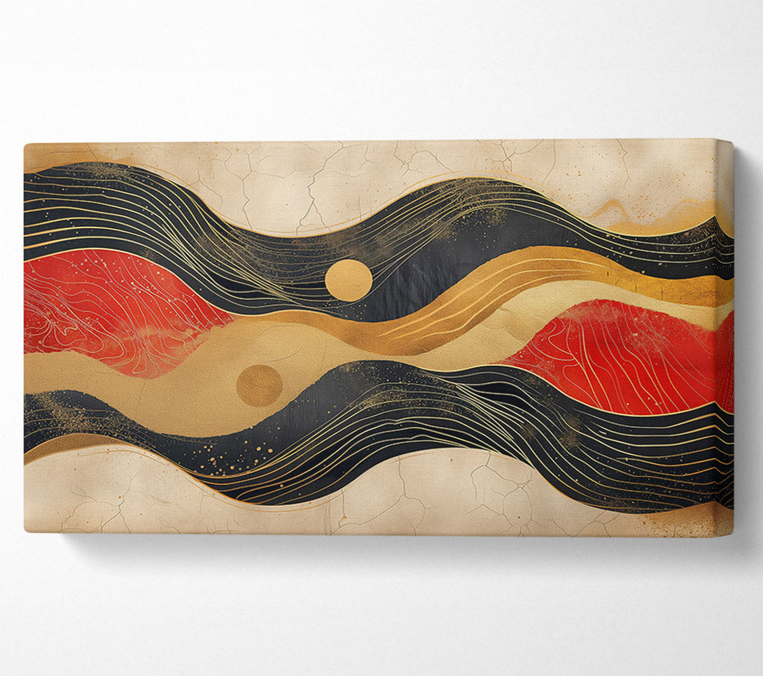  A Canvas Print of Crimson & Gold Waves Canvas Wall Art