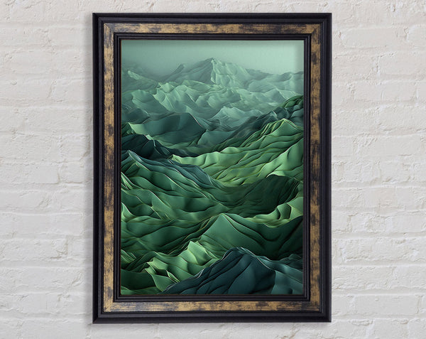 Green Silk Mountains Framed Print