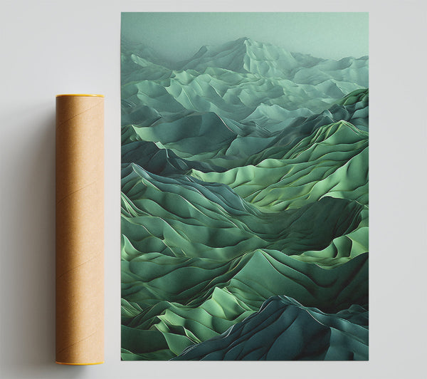 Green Silk Mountains Print