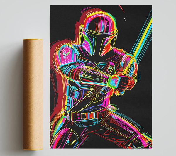 Red Neon Mandalorian Giclee Print