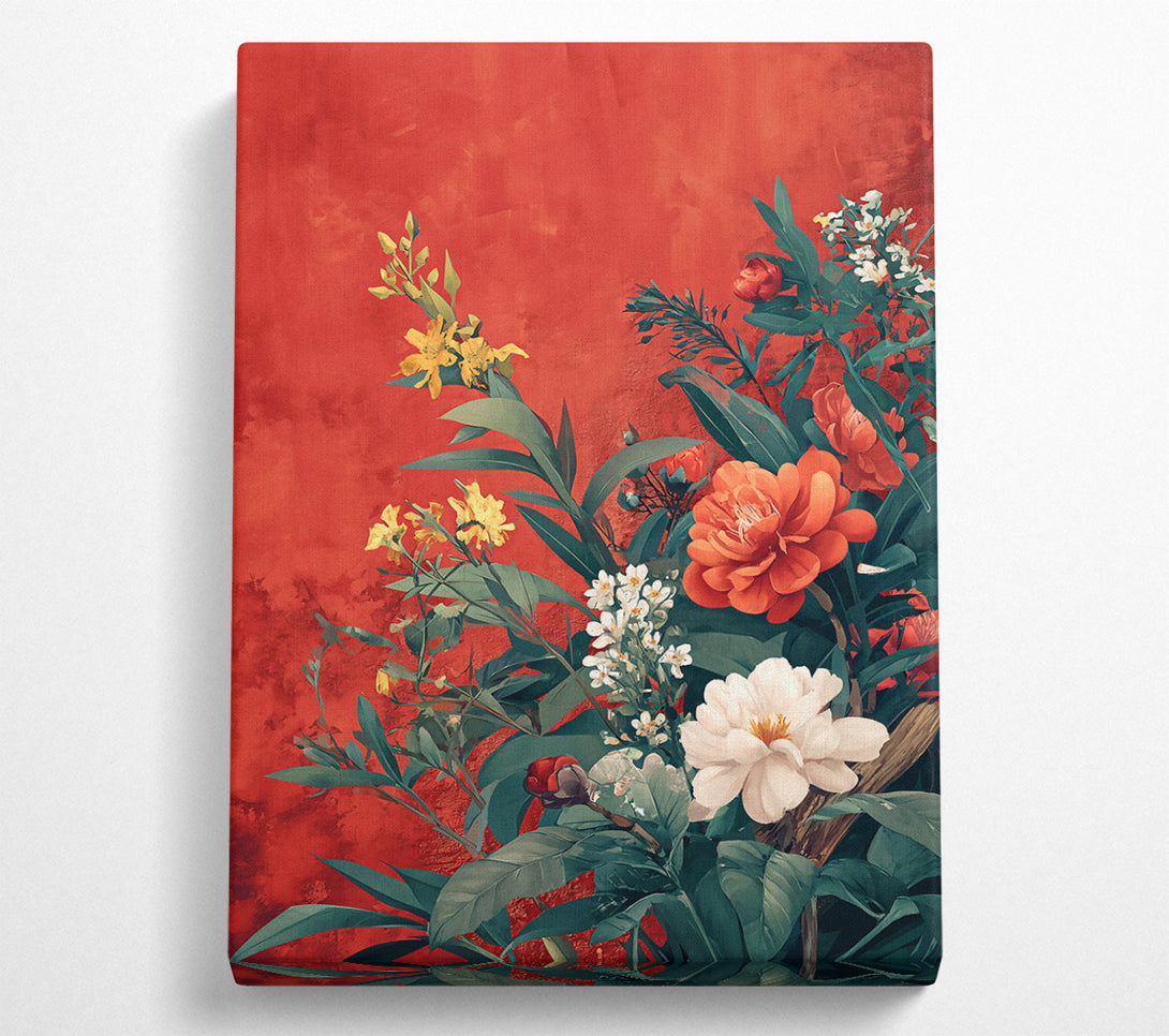  A Canvas Print of Crimson Floral Bloom Canvas Print
