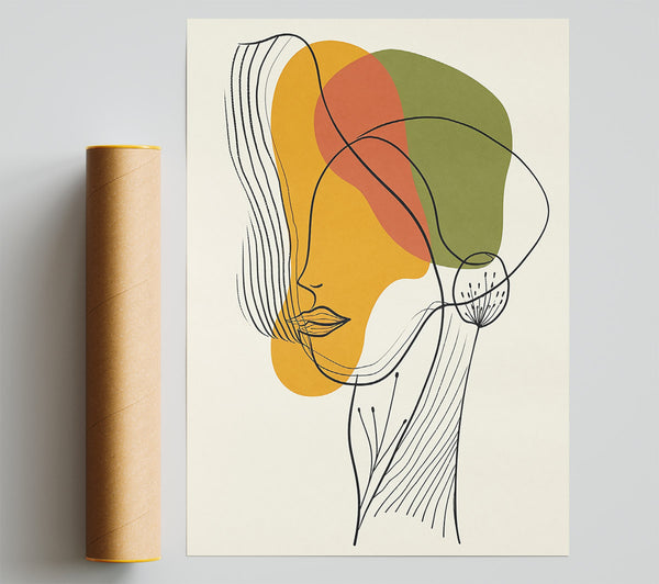 Golden Abstract Profile Print