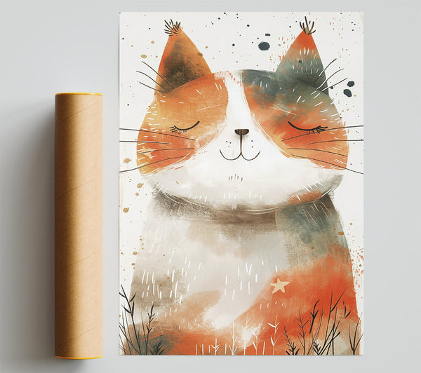 Orange Cat Dreams Poster