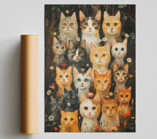 Orange Cat Garden Party Giclee Print