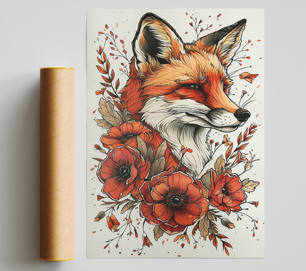 Crimson Fox Bloom Giclee Print
