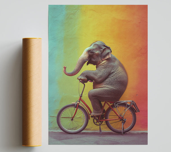 Orange Elephant Ride Poster
