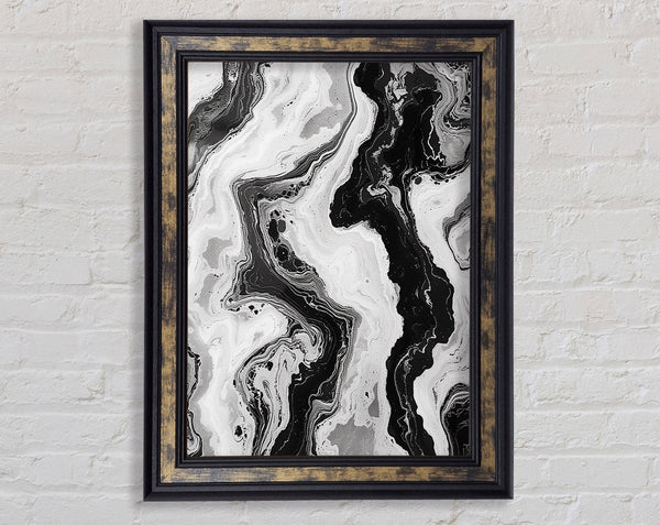 Grey Marble Flow Framed Print