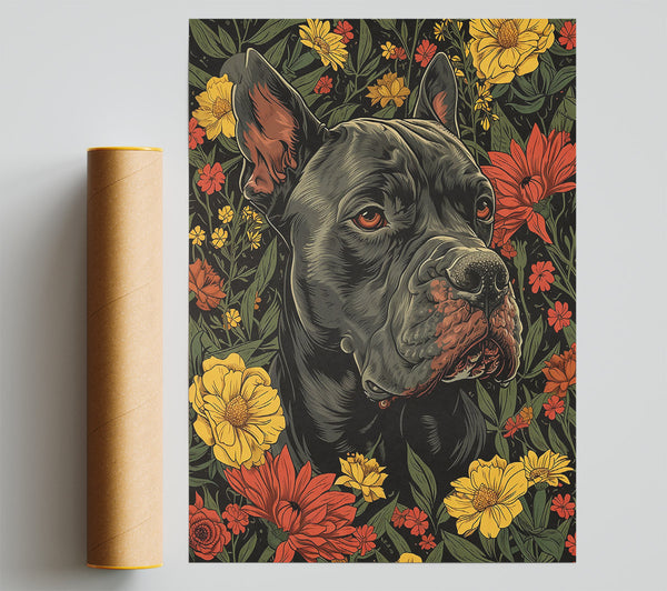 Black Dog Blooms Giclee Print