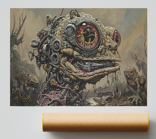 Crimson Mechanical Eye Print