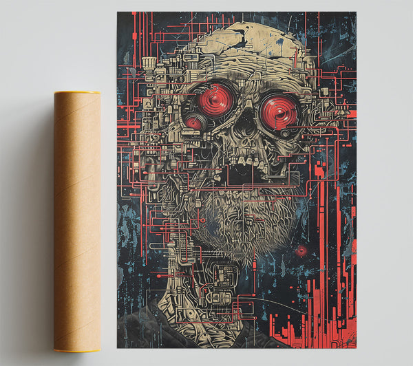 Red Circuitry Mind Poster