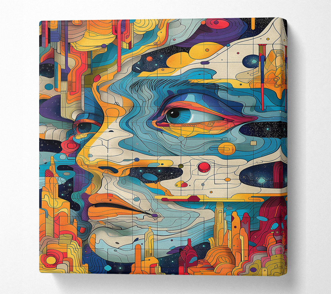  A Canvas Print of Orange Cosmic Face Canvas Wall Art