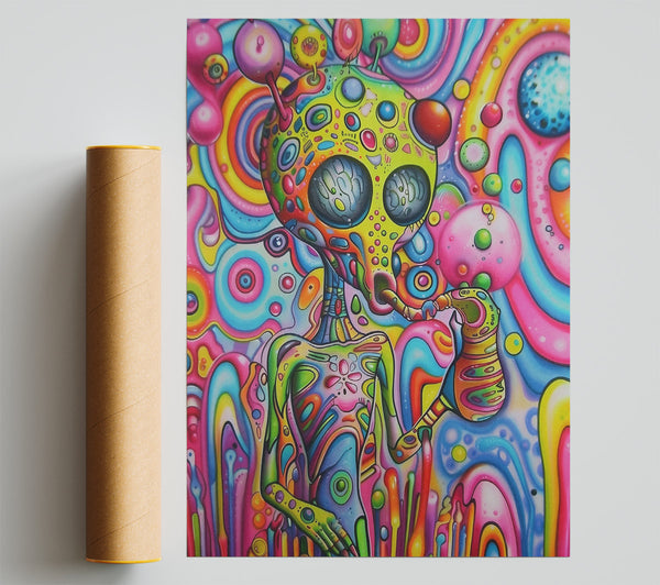 Yellow Alien Bubbles Giclee Print
