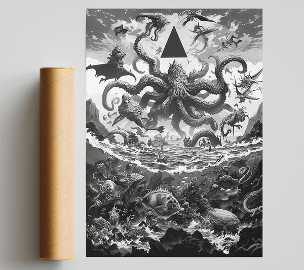 Black Tentacle Dreamscape Giclee Print