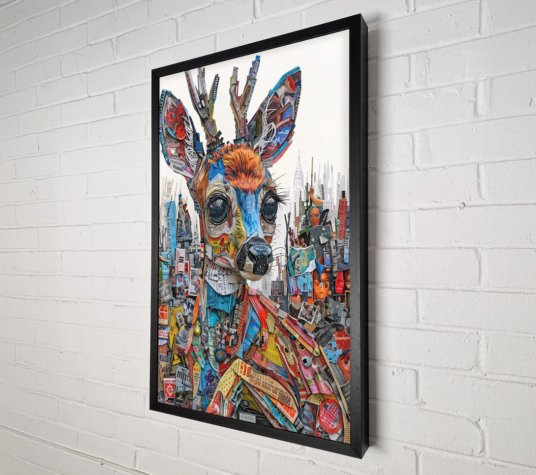  A Canvas Print of Blue Deer Cityscape Canvas Wall Art