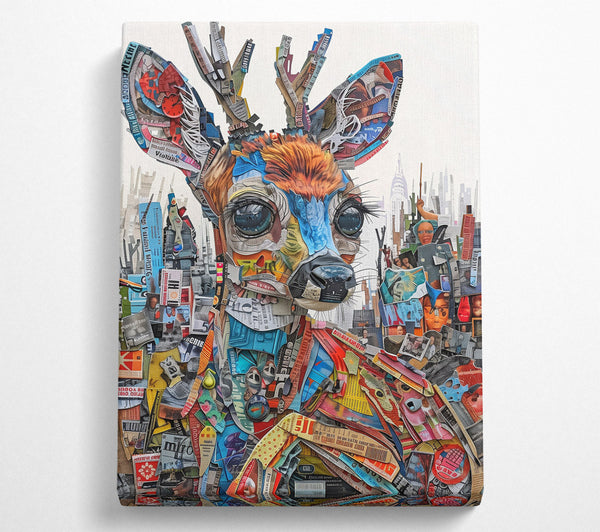  A Canvas Print of Blue Deer Cityscape Canvas Wall Art