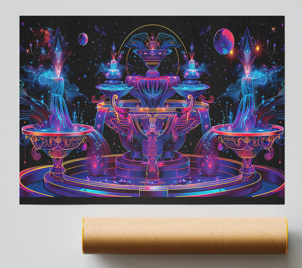Cosmic Blue Fountain Poster