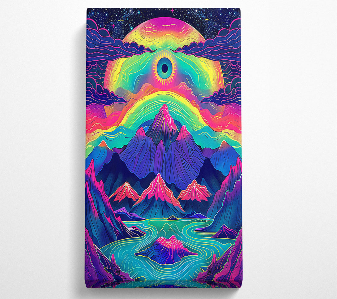  A Canvas Print of Neon Blue Mountain Dreams Canvas Art