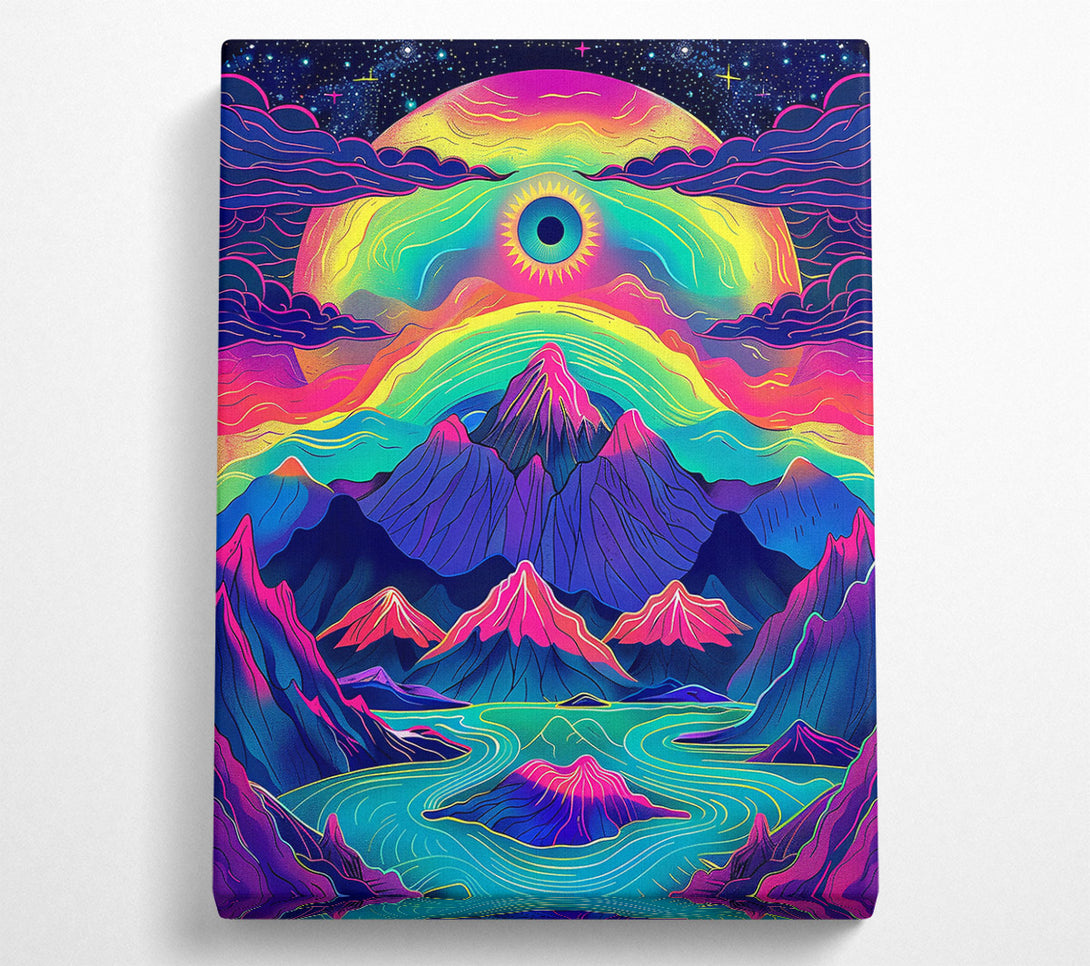  A Canvas Print of Neon Blue Mountain Dreams Canvas Art