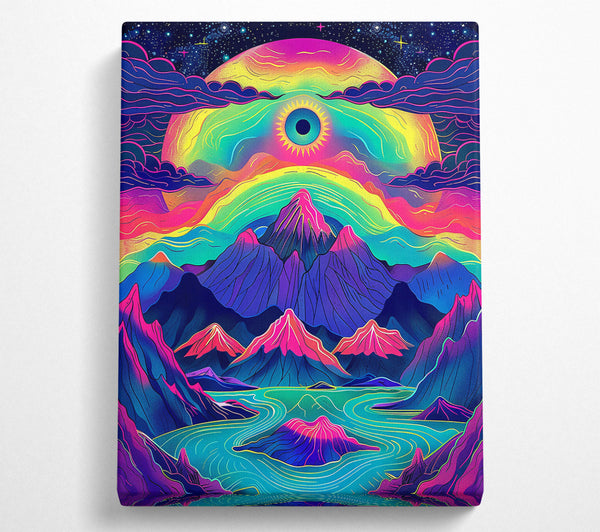  A Canvas Print of Neon Blue Mountain Dreams Canvas Art