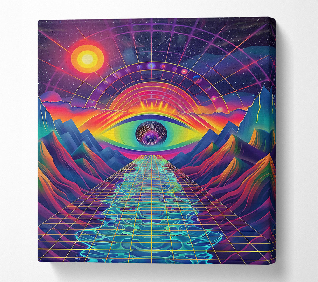  A Canvas Print of Blue Grid Horizon Canvas Wall Art