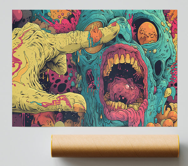 Teal Slime Scream Print