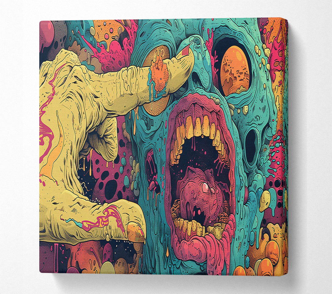  A Canvas Print of Teal Slime Scream Canvas Wall Art
