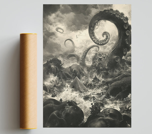 Sepia Ocean'S Wrath Giclee Print