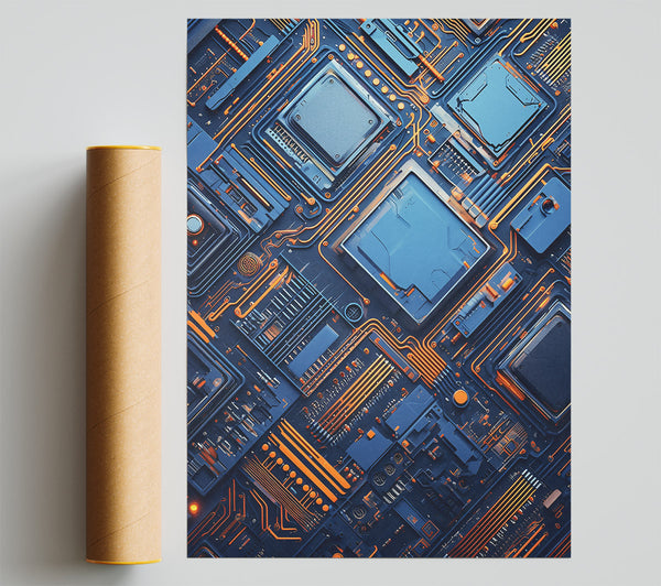Blue Circuitry Dreamscape Poster