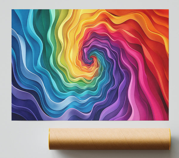 Orange Rainbow Spiral Giclee Print
