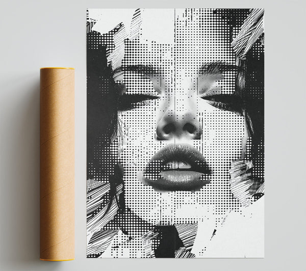 Halftone Lady Print