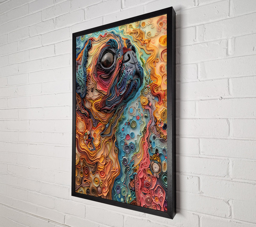  A Canvas Print of Orange Layered Pug Portrait Canvas Wall Art
