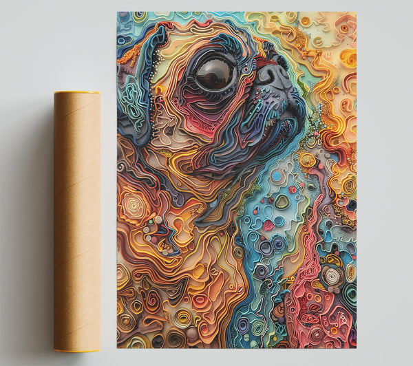 Orange Layered Pug Portrait Giclee Print