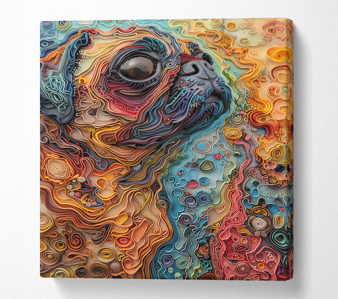  A Canvas Print of Orange Layered Pug Portrait Canvas Wall Art