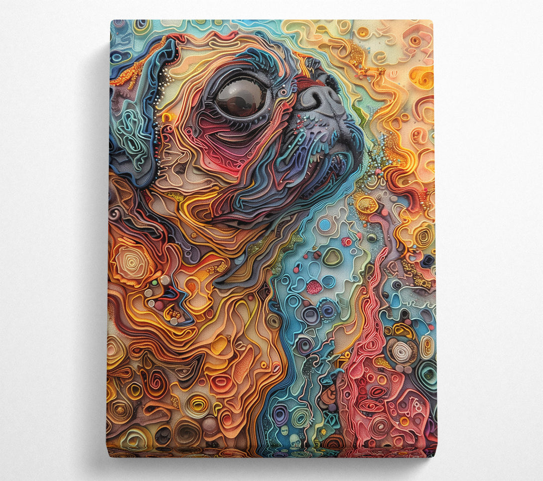  A Canvas Print of Orange Layered Pug Portrait Canvas Wall Art