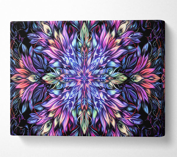  A Canvas Print of Blue Floral Kaleidoscope Canvas Art