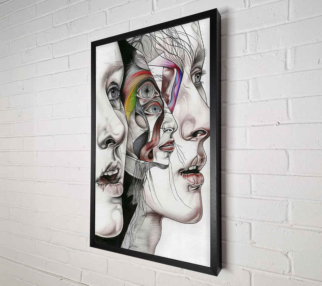  A Canvas Print of Crimson Intertwined Faces Canvas Print