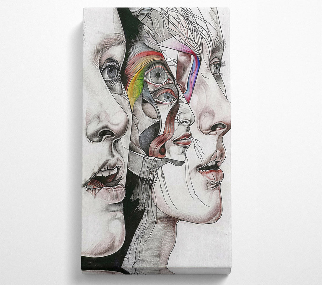  A Canvas Print of Crimson Intertwined Faces Canvas Print