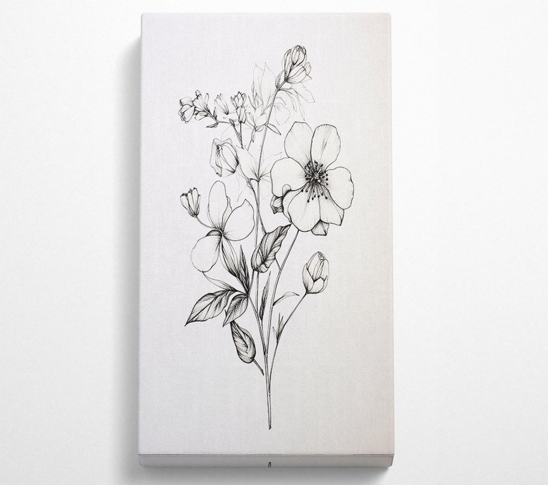 A Canvas Print of Hand Drawn Flowers Canvas Wall Art