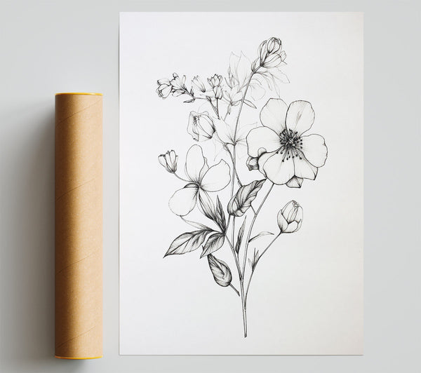 Hand Drawn Flowers Print
