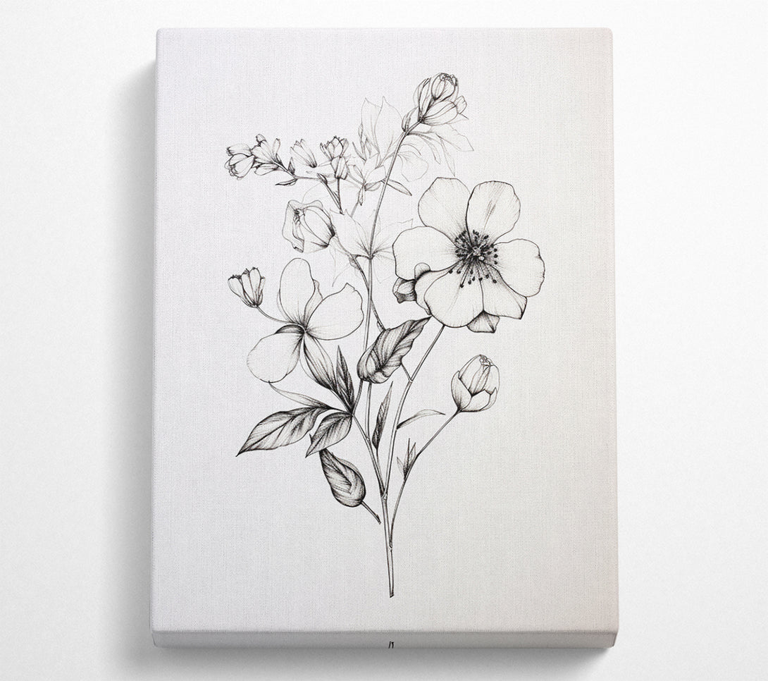  A Canvas Print of Hand Drawn Flowers Canvas Wall Art