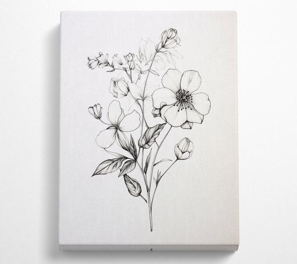  A Canvas Print of Hand Drawn Flowers Canvas Wall Art