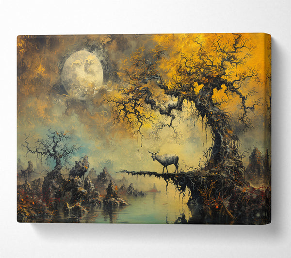  A Canvas Print of Golden Moonlight Landscape Canvas Art