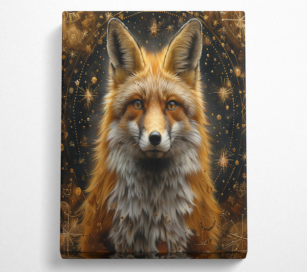  A Canvas Print of Golden Cosmic Fox Canvas Wall Art