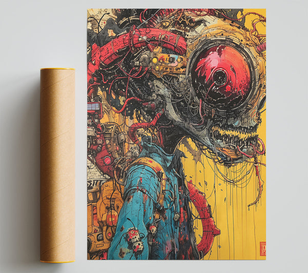 Yellow Mechanical Eye Print